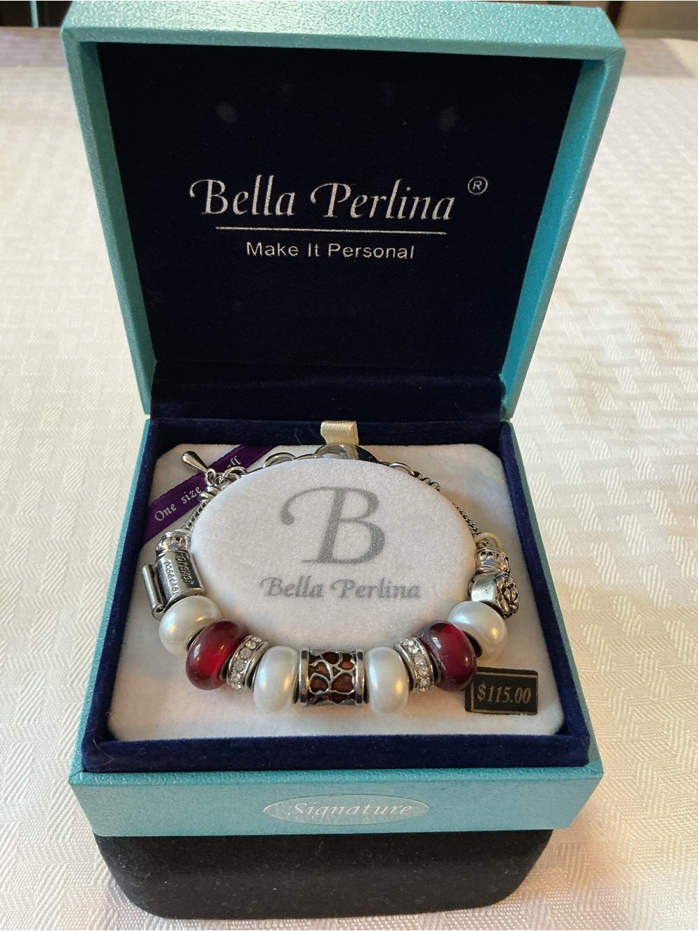 Bella Perlina European Silver Tone Charm Bracelet